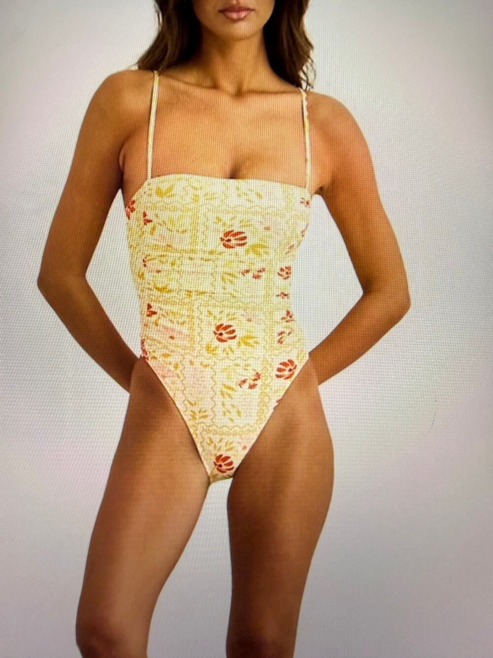 NWT Rhythm Wildflower Scrunched Side One-Piece Swimsuit Size 10